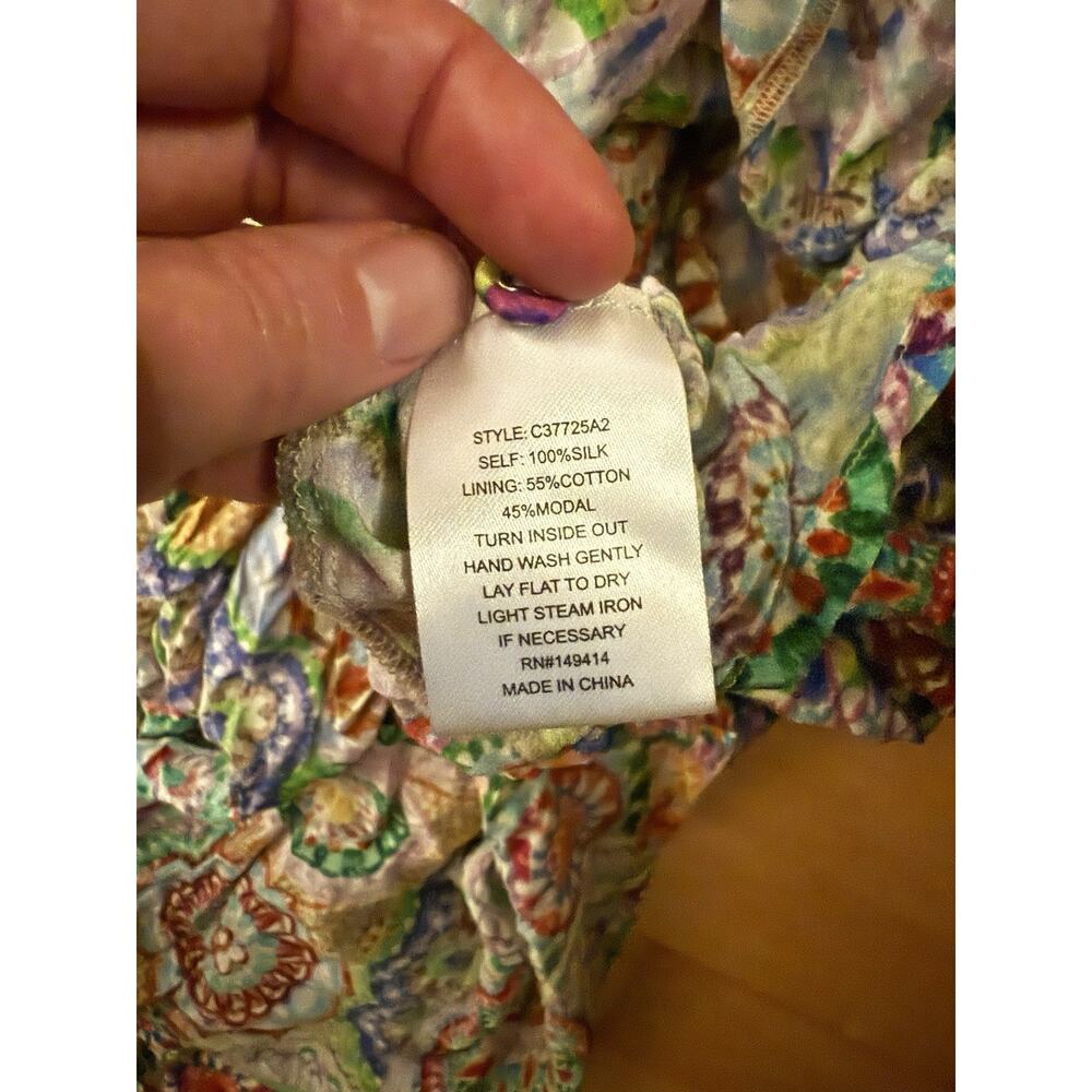 Johnny Was KIONAH DRESS Funky Print Maxi Silk Dress XS - Picture 7 of 7